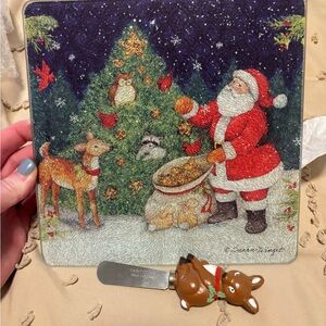 Festive Santa and Reindeer Cheese Board Set